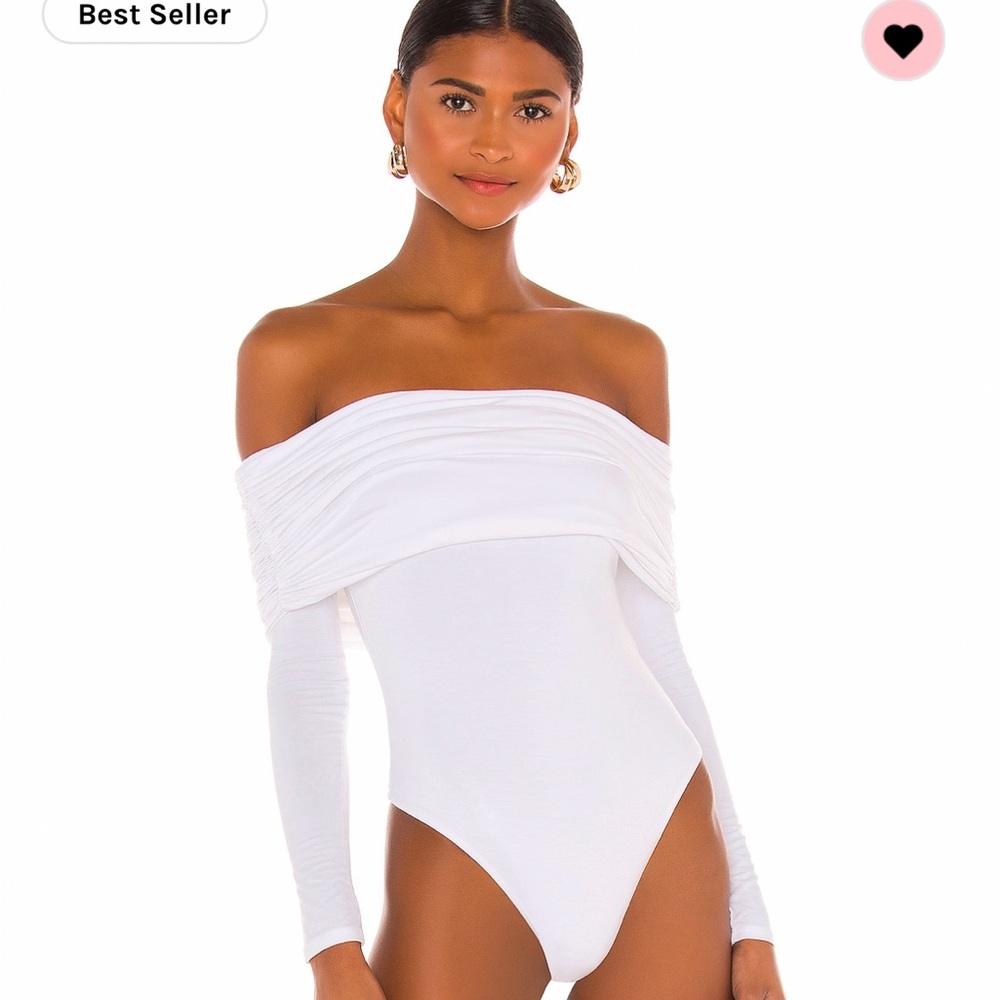 NWT Lovers + Friends White Off-Shoulder Long Sleeve Bodysuit